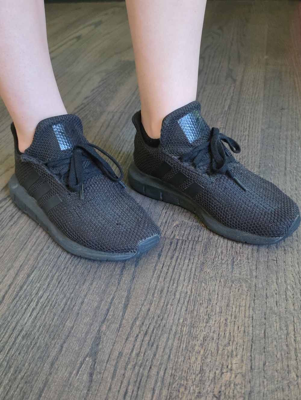 Adidas All-Black Knit Athletic Sneakers